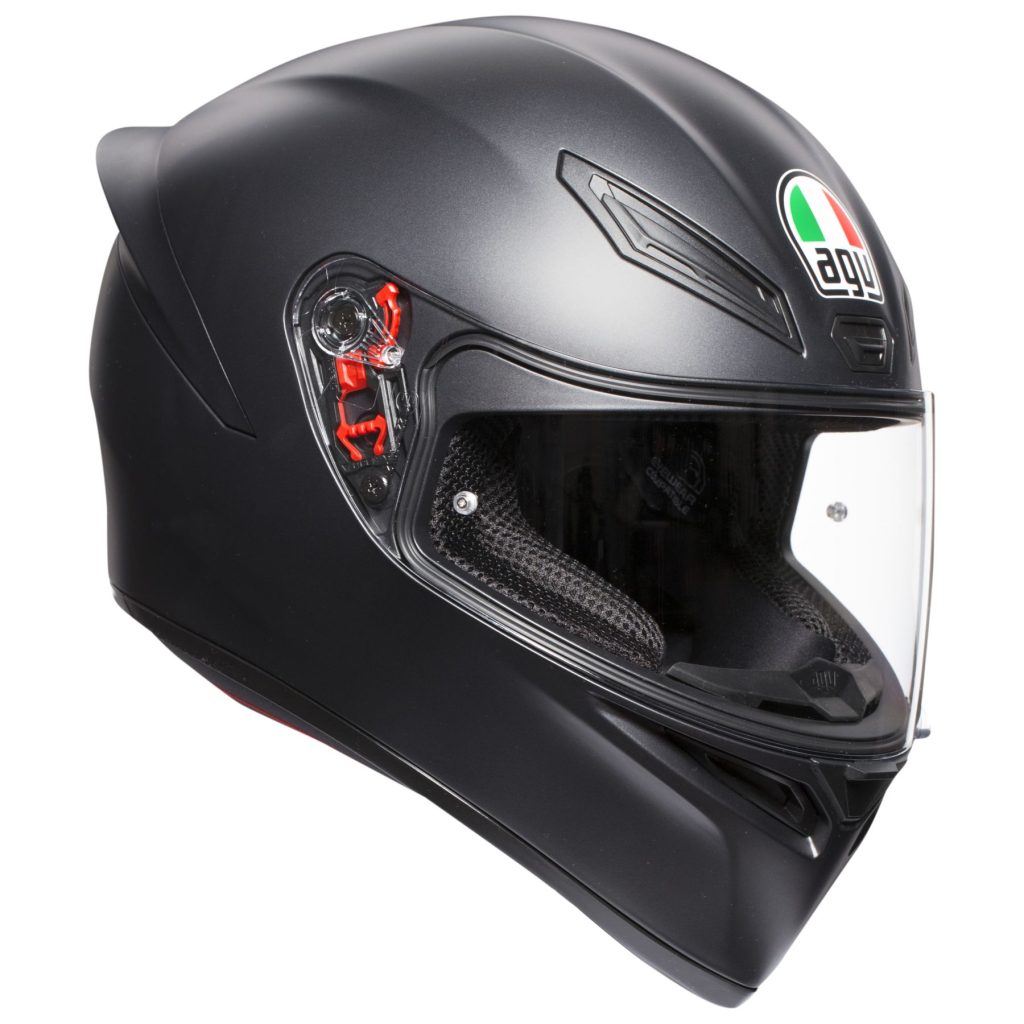 Casco AGV K1 S Negro Matte, certificacion DOT y ECE22.06, resina termoplastica, cierre doble D, 100 % de protección UV