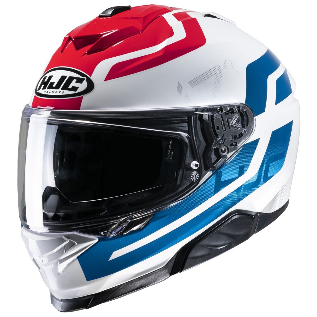 Casco HJC i71 Enta, certificacion DOT y ECE22.06, policarbonato, lentes internos oscuros, cierre doble D