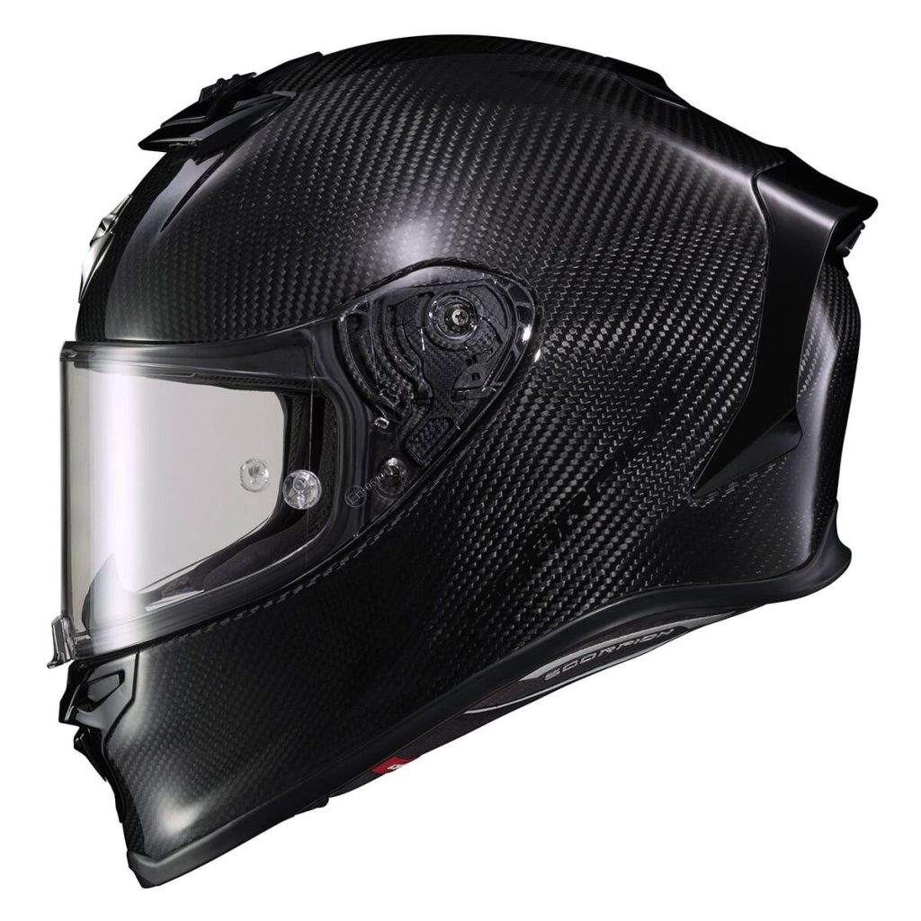 Casco Scorpion EXO-R1 Air Carbon Brillante, fibra de carbon, certificacion DOT y ECE 22.06, protección del 95 % contra rayos UV-A y UV-B, pinlock y visera negra incluida