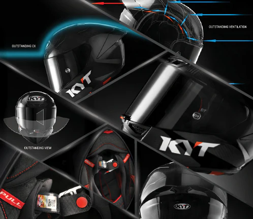 Casco KYT KX-1 Race GP Carbon, Certifiacion ECE 22.06/FIM, fibra tricomposite y aramida, cierre de visera de carreras, 1450 g - Imagen 10