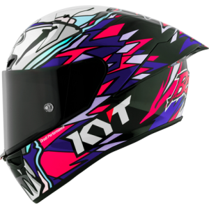 Casco KYT KX-1 Race GP Bastianini 2023 Brillante, Certifiacion ECE 22.06/FIM, fibra tricomposite y aramida, cierre de visera de carreras, 1450 g