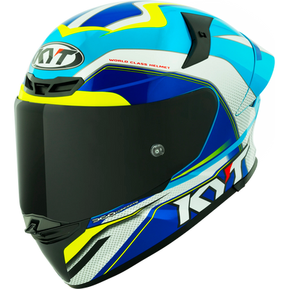 Casco KYT TT Revo Grand Prix Blanco/Azul, certificacion ECE 22.06 y DOT, termoplástico avanzado ADT, cierre doble D - Imagen 2