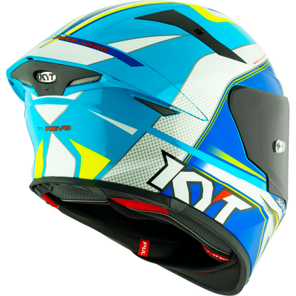 Casco KYT TT Revo Grand Prix Blanco/Azul, certificacion ECE 22.06 y DOT, termoplástico avanzado ADT, cierre doble D - Imagen 6