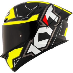 Casco KYT TT Revo Electron Negro/Amarillo Matte, certificacion ECE 22.06 y DOT, termoplástico avanzado ADT, cierre doble D