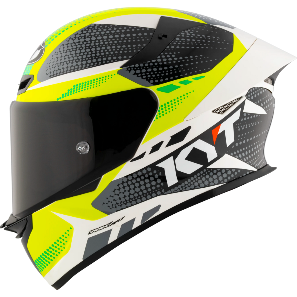 Casco KYT TT Revo Gear Negro/Amarillo Fluorescente Brillante, certificacion ECE 22.06 y DOT, termoplástico avanzado ADT, cierre doble D