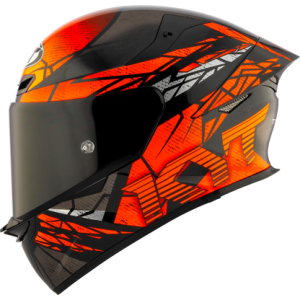 Casco KYT TT Revo Combustion Naranja, certificacion ECE 22.06 y DOT, termoplástico avanzado ADT, cierre doble D