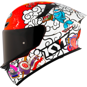 Casco KYT TT Revo Sushi Time, certificacion ECE 22.06 y DOT, termoplástico avanzado ADT, cierre doble D