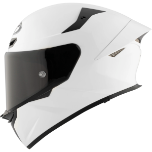 Casco KYT TT Revo blanco brillante, certificacion ECE 22.06 y DOT, termoplástico avanzado ADT, cierre doble D