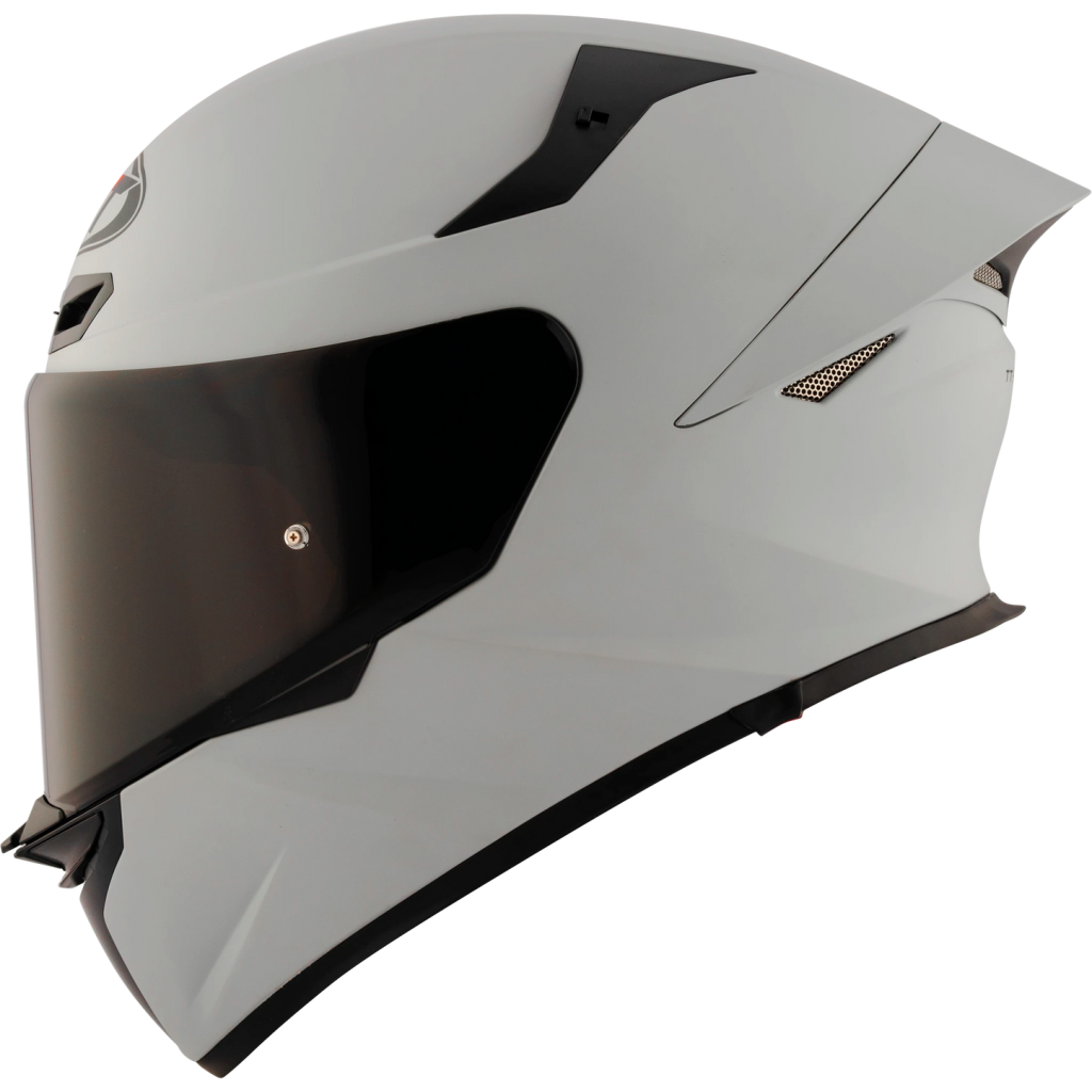 Casco KYT TT Revo gris claro matte, certificacion ECE 22.06 y DOT, termoplástico avanzado ADT, cierre doble D
