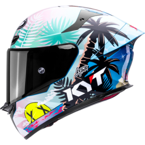 Casco KYT TT Revo Riccardo Rossi BCN Brillante, certificacion ECE 22.06 y DOT, termoplástico avanzado ADT, cierre doble D