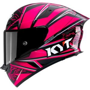 Casco KYT TT Revo Hyper Pink brillante, certificacion ECE 22.06 y DOT, termoplástico avanzado ADT, cierre doble D