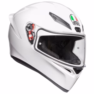 Casco AGV K1 S Blanco Brillante, certificacion DOT y ECE22.06, resina termoplastica, cierre doble D, 100 % de protección UV