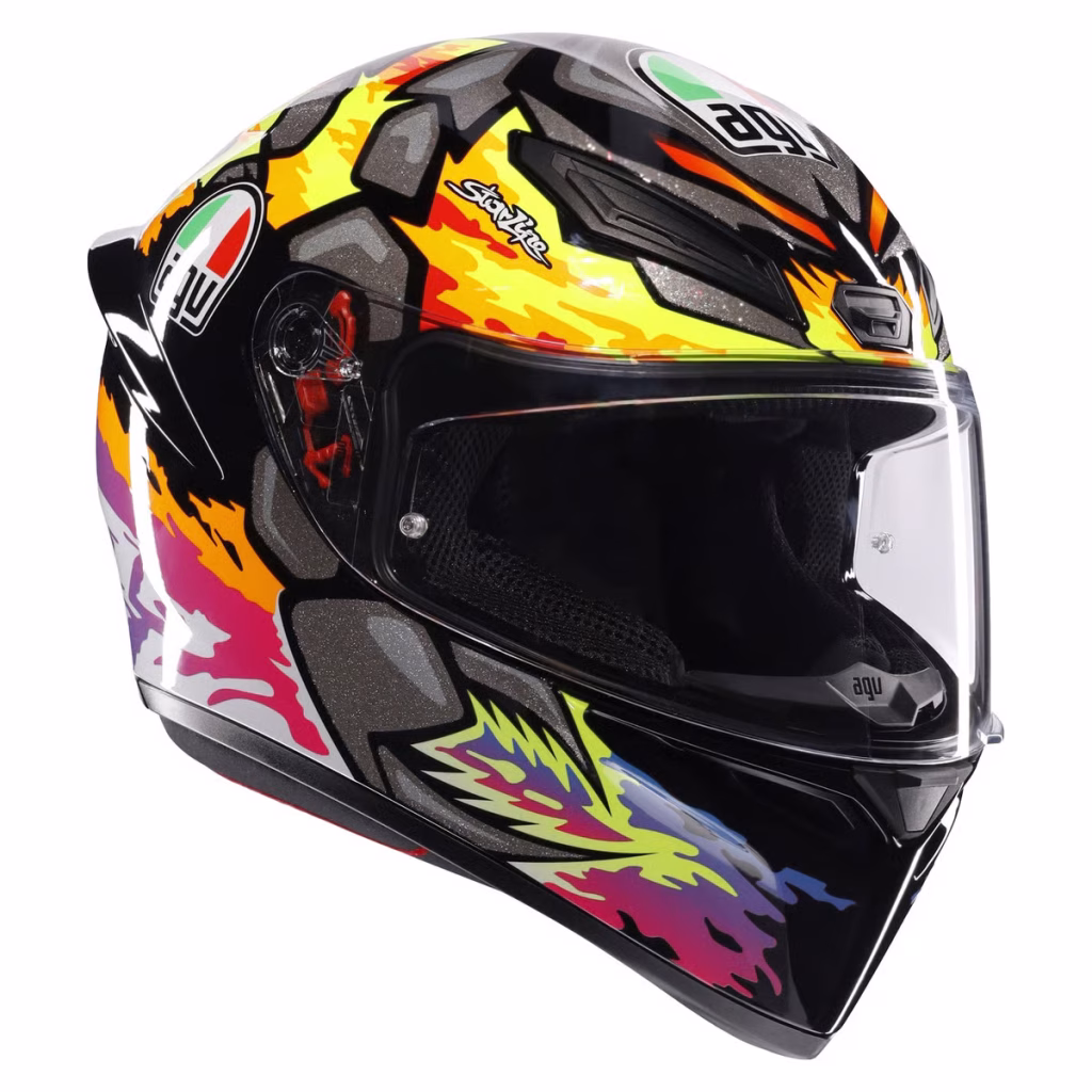 Casco AGV K1 S Bezzecchi 2023 Brillante, certificacion DOT y ECE22.06, resina termoplastica, cierre doble D, 100 % de protección UV