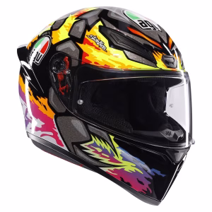 Casco AGV K1 S Bezzecchi 2023 Brillante, certificacion DOT y ECE22.06, resina termoplastica, cierre doble D, 100 % de protección UV