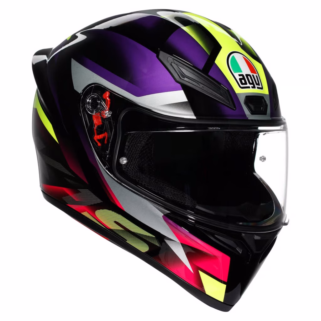 Casco AGV K1 S Fastlap Brillante, certificacion DOT y ECE22.06, resina termoplastica, cierre doble D, 100 % de protección UV