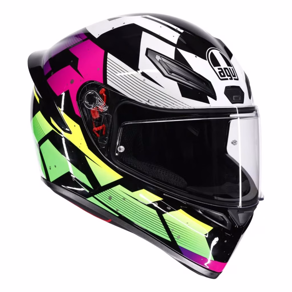 Casco AGV K1 S Punkpulse Brillante, certificacion DOT y ECE22.06, resina termoplastica, cierre doble D, 100 % de protección UV