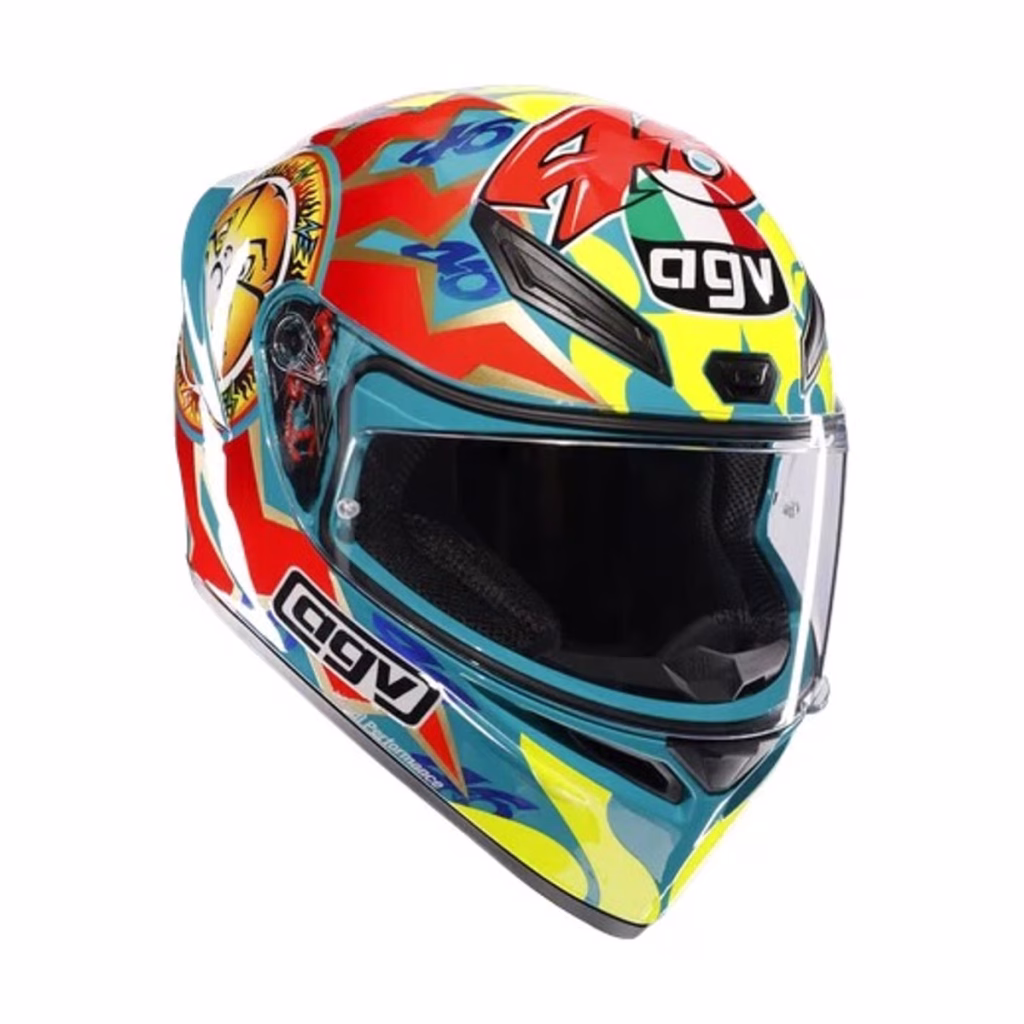 Casco AGV K1 S Rossi Mugello 1999 Brillante, certificacion DOT y ECE22.06, resina termoplastica, cierre doble D, 100 % de protección UV