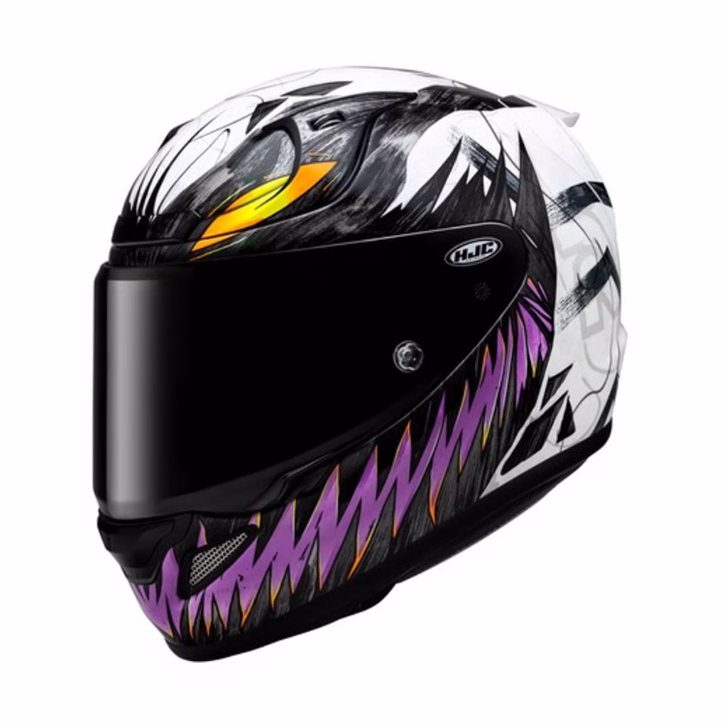 Casco HJC RPHA 12N Anti Venom 2 Brillante, DOT y ECE 22.06, fibra de carbon y fibra de vidrio, incluye visera negra y pinlock, ventilacion mejorada, bloqueo de visera para mayor seguridad en conducción deportiva