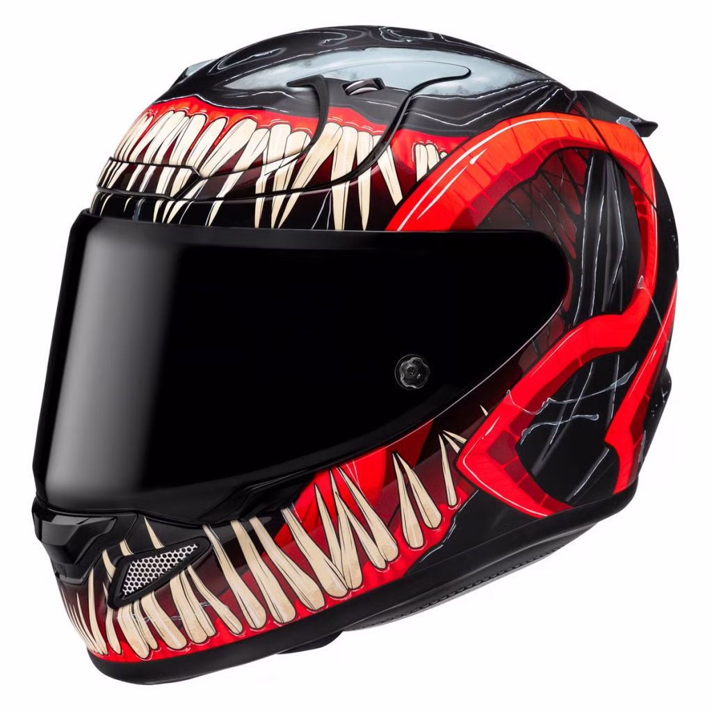 Casco HJC RPHA 12N Venom Matte, DOT y ECE 22.06, fibra de carbon y fibra de vidrio, incluye visera negra y pinlock, ventilacion mejorada, bloqueo de visera para mayor seguridad en conducción deportiva