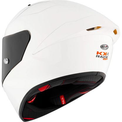 Casco KYT KX-1 Race GP Carbon Blanco Brillante, Certifiacion ECE 22.06/FIM, fibra tricomposite y aramida, cierre de visera de carreras, 1450 g - Imagen 8