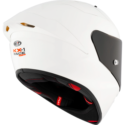 Casco KYT KX-1 Race GP Carbon Blanco Brillante, Certifiacion ECE 22.06/FIM, fibra tricomposite y aramida, cierre de visera de carreras, 1450 g - Imagen 6