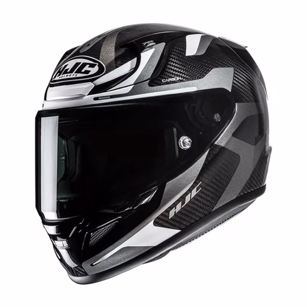 Casco HJC RPHA 12N Carbon Xentra Gris Brillante, DOT y ECE 22.06, fibra de carbon y fibra de vidrio, incluye visera negra y pinlock, ventilacion bloqueo de visera para mayor seguridad en conducción deportiva