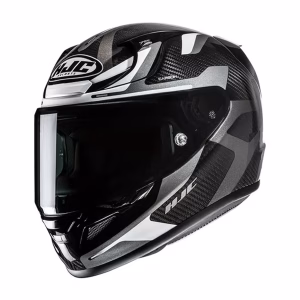 Casco HJC RPHA 12N Carbon Xentra Gris Brillante, DOT y ECE 22.06, fibra de carbon y fibra de vidrio, incluye visera negra y pinlock, ventilacion bloqueo de visera para mayor seguridad en conducción deportiva
