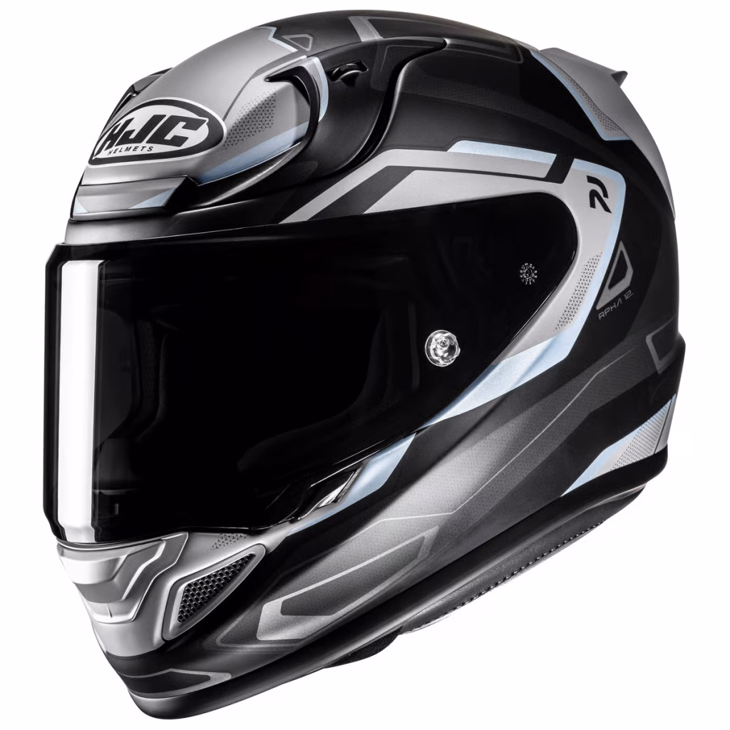Casco HJC RPHA 12N Brels Gris Matte, DOT y ECE 22.06, fibra de carbon y fibra de vidrio, incluye visera negra y pinlock, ventilacion bloqueo de visera para mayor seguridad en conducción deportiva