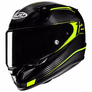 Casco HJC RPHA 12N Carbon Keres Brillante, DOT y ECE 22.06, fibra de carbon y fibra de vidrio, incluye visera negra y pinlock, ventilacion mejorada, bloqueo de visera para mayor seguridad en conducción deportiva