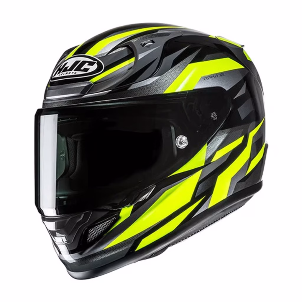 Casco HJC RPHA 12N Dravix Amarillo Fluorescente, DOT y ECE 22.06, fibra de carbon y fibra de vidrio, incluye visera negra y pinlock, ventilacion bloqueo de visera para mayor seguridad en conducción deportiva